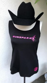 Damen, Tank-Top, schwarz, Stretch, Logo in pinkglitzer